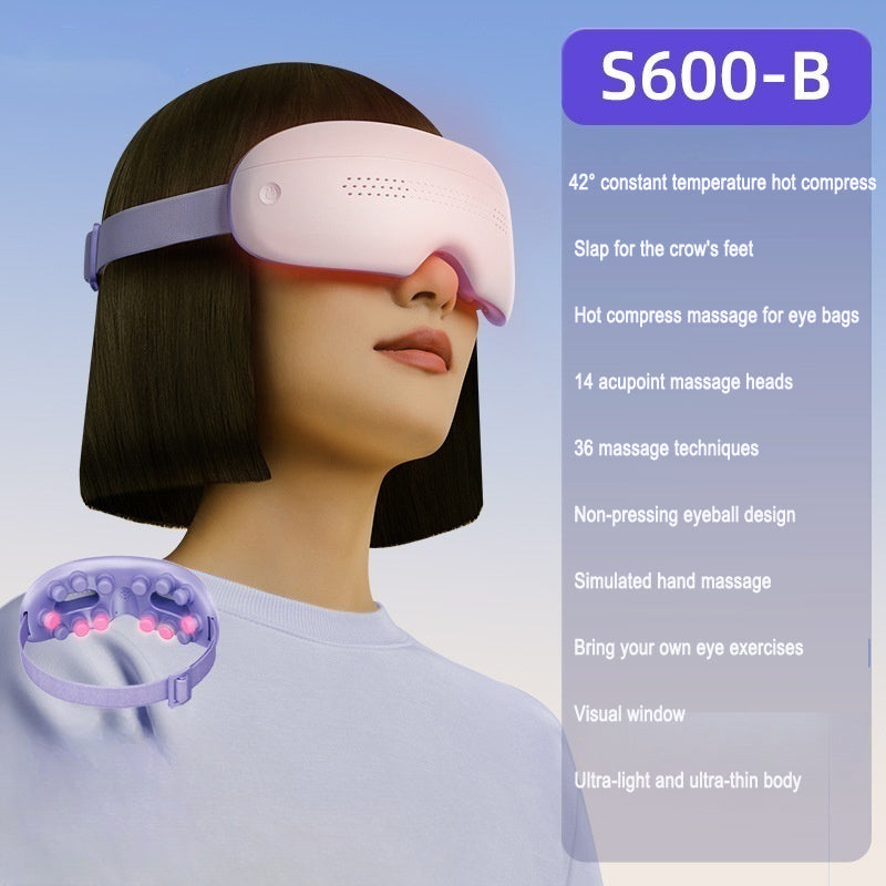 Stoom oogmassager S600-B model in paars kleur met functielijst