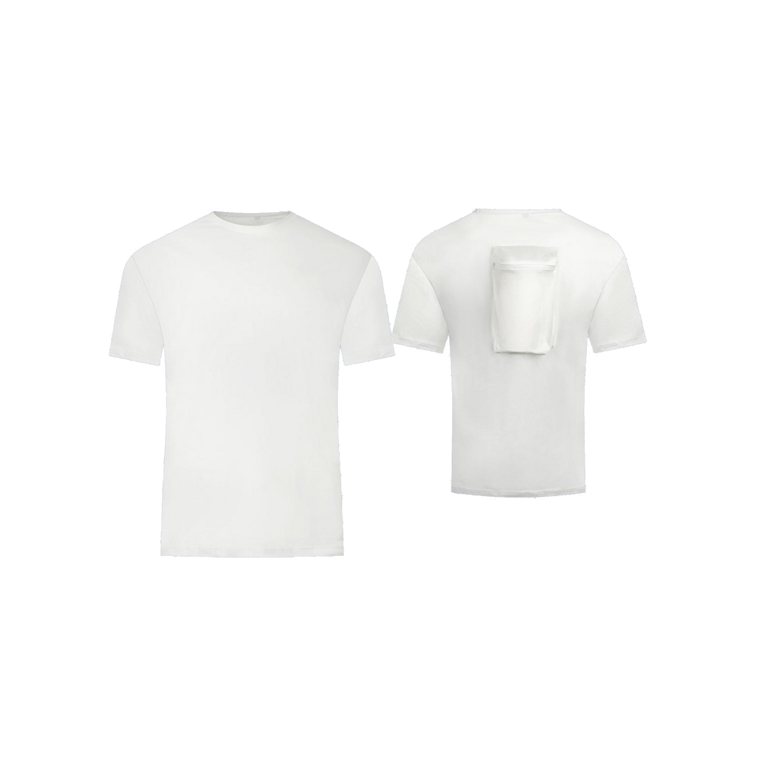 Voor en achterkant van een wit anti snurk shirt dat tegen snurken helpt