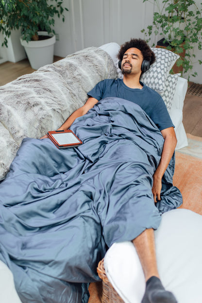 Verzwaringsdeken hoes - 140x200 cm - Blauw - Bamboe - afbeelding 4 | Sleep-e
